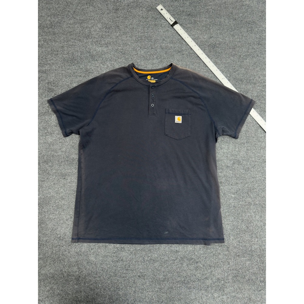 Carhartt Mens 2XL Relaxed Fit Short Sleeve Henley Pocket‎ T Shirt Dark Gray